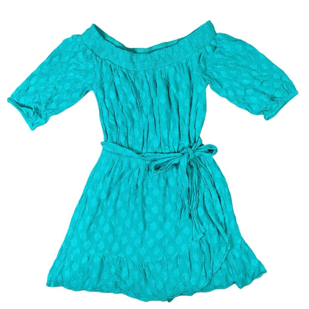 LILLY PULITZER Turquoise Green Burnout Rochelle Off the Shoulder Romper Small